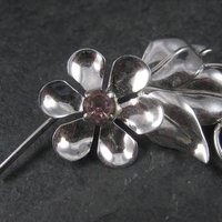 Estate Sterling Amethyst Glass Flower Brooch