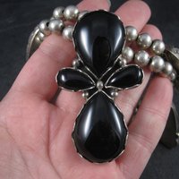 Huge Vintage Southwestern Sterling Onyx Necklace