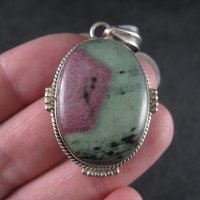 Large Sterling Ruby Zoisite Pendant