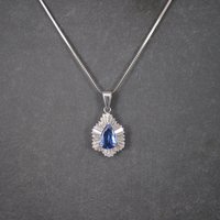 Estate 14K Tanzanite and Diamond Pendant Necklace 5.5 Carats