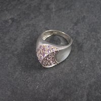 Vintage Sterling Amethyst Crescent Moon Ring Size 6