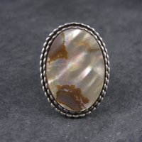 Large Vintage Sterling Abalone Ring Size 7