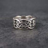 Wide Vintage 90s Sterling Celtic Band Ring Size 5