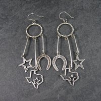 Vintage Sterling Texan Cowgirl Earrings