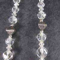 Vintage Sterling Czech Glass Faceted Bead Necklace