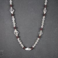 Vintage 14K Garnet Crystal Necklace 33 Inches