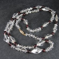 Vintage 14K Garnet Crystal Necklace 33 Inches