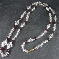 Vintage 14K Garnet Crystal Necklace 33 Inches