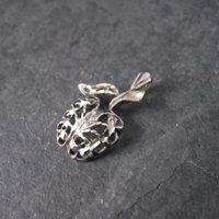 Vintage Sterling Diamond Cut Filigree Apple Pendant