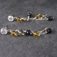 Earthy Sterling Crystal Dangle Earrings