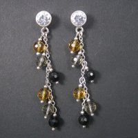 Earthy Sterling Crystal Dangle Earrings