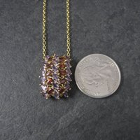 Estate 10K Amethyst Garnet Pendant Yellow Gold