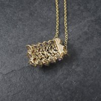 Estate 10K Amethyst Garnet Pendant Yellow Gold