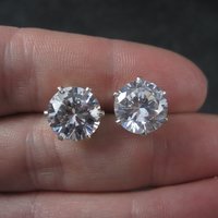 April Birthstone Cz Sterling Stud Earrings 8 mm