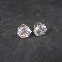 April Birthstone Cz Sterling Stud Earrings 8 mm