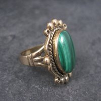 Vintage 12K GF Southwestern Malachite Ring Size 8