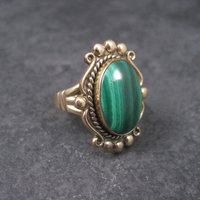 Vintage 12K GF Southwestern Malachite Ring Size 8