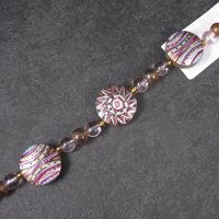Darice Wood Glass Pink Lavender Starburst Bead Strand