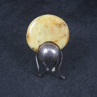 Vintage Artisan Sterling Baltic Egg Yolk Amber Beetle Bug Ring