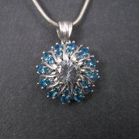 Vintage 10K Aquamarine Apatite Pendant Necklace Chuck Clemency