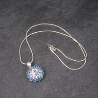 Vintage 10K Aquamarine Apatite Pendant Necklace Chuck Clemency