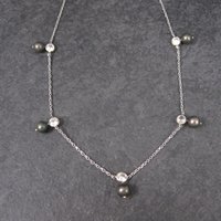 Vintage 14K Peacock Pearl CZ Necklace 17 Inches