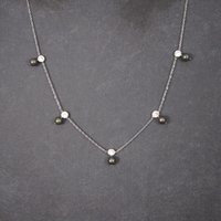Vintage 14K Peacock Pearl CZ Necklace 17 Inches