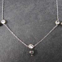 Vintage 14K Peacock Pearl CZ Necklace 17 Inches