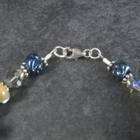 Handmade Blue Lampwork Art Glass Bead Bracelet 8 Inches