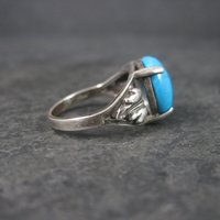 Estate Turquoise Leaf Ring Sterling Size 4.75