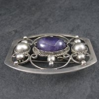 Estate Mexican Sterling Amethyst Brooch