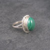 Vintage Navajo Sterling Malachite Ring Size 7