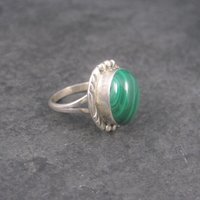 Vintage Navajo Sterling Malachite Ring Size 7