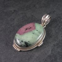 Large Sterling Ruby Zoisite Pendant