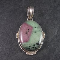 Large Sterling Ruby Zoisite Pendant