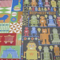 Boys 12x12 Robot Cowboy Scrapbook Paper 12 Pieces Plus Embellishments