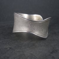 Wide Vintage Sterling Wave Cuff Bracelet Charles Garnier 6.5 Inches