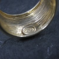 Wide Vintage 18K Vermeil Sterling Textured Ring Charles Garnier Size 7
