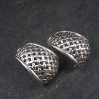 Vintage Sterling Woven Half Hoop Earrings