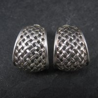 Vintage Sterling Woven Half Hoop Earrings