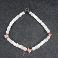 Vintage Mother of Pearl Coral Tulip Bracelet 7.5 Inches