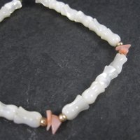 Vintage Mother of Pearl Coral Tulip Bracelet 7.5 Inches