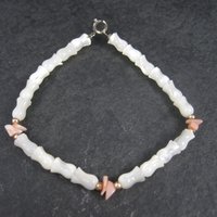 Vintage Mother of Pearl Coral Tulip Bracelet 7.5 Inches