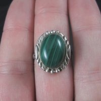 Vintage Navajo Sterling Malachite Ring Size 7