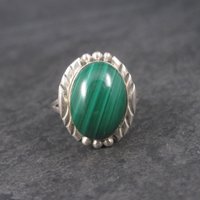 Vintage Navajo Sterling Malachite Ring Size 7