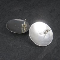 Large Round Vintage Sterling Navajo Onyx Earrings