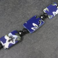 Floral Purple Painted Shell Bead Strand 15x18mm