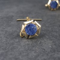 Vintage Sodalite Cufflinks and Tie Tack Set