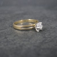 Simple Vintage 10K Diamond Illusion Solitaire Engagement Ring Size 6