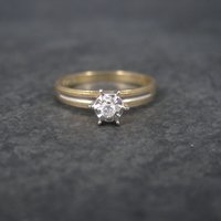 Simple Vintage 10K Diamond Illusion Solitaire Engagement Ring Size 6